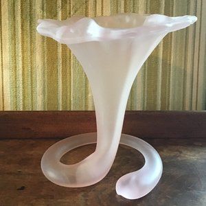 Art Nouveau Frosted Pink Art Glass Trumpet Vase